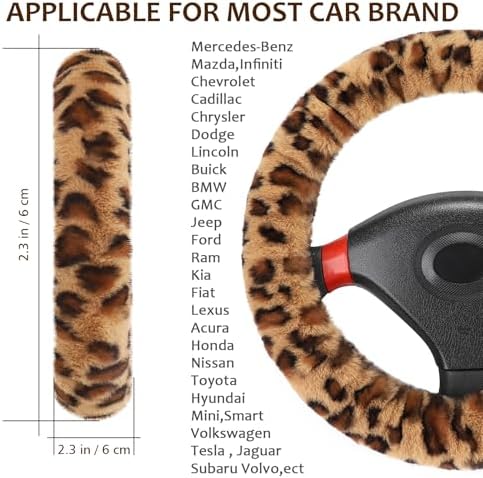 Accmor Fuzzy Car Steering Wheel Cover, Universal Fit Fur Auto Wheel Cover & - Image 2