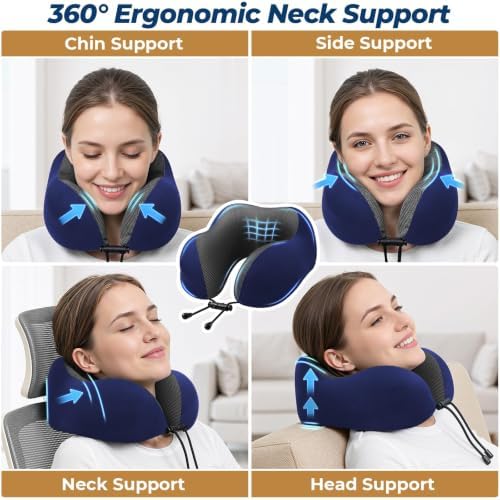 ExploreBliss Travel Pillow, Memory Foam Neck Pillow Airplane - Image 4