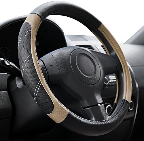 Elantrip Sport Leather Steering Wheel Cover 14 1/2 inch to 15 inch Universal by Elantrip