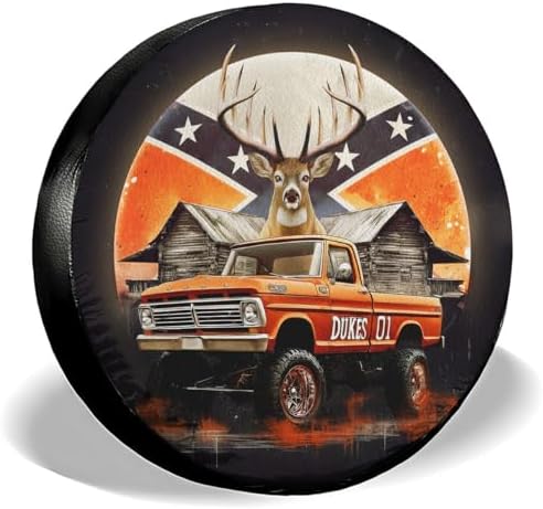 GENANY Deer Vintage Truck Thick PVC Leather Spare Tire Cover Size 18 by GENANY