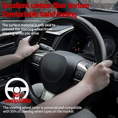 Amiss 2pcs Carbon Fiber Anti-Skid Steering Wheel Cover, Waterproof & Segmented - Image 2