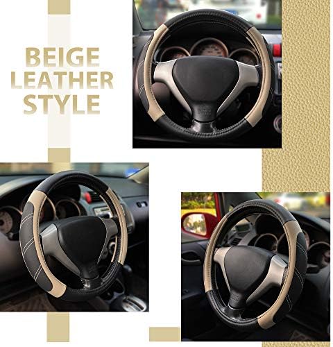 Elantrip Steering Wheel Cover Leather 15 1/2 to 16 inch Universal Large Soft - Image 4