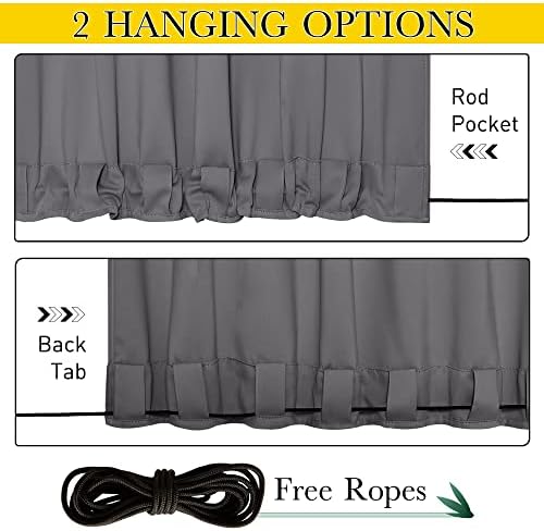 NICETOWN Outdoor Curtains for Patio Waterproof & Windproof W100xL108 Grey - Image 4