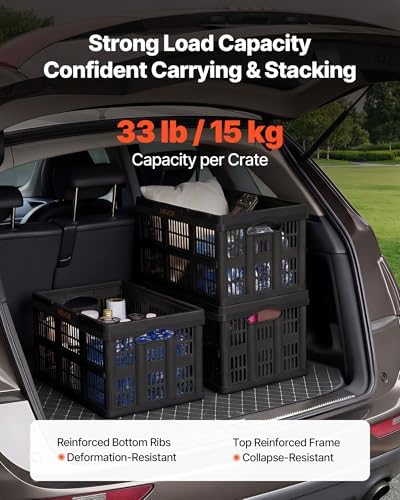 VEVOR Plastic Collapsible Storage Bins, 45L 3 Packs, Stackable Folding Storage - Image 3