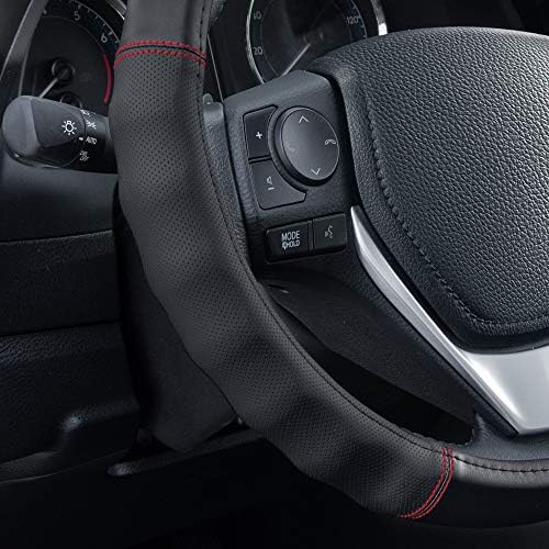 Motor Trend Faux Leather Steering Wheel Cover, Standard 15 inch Size, Comfort - Image 4
