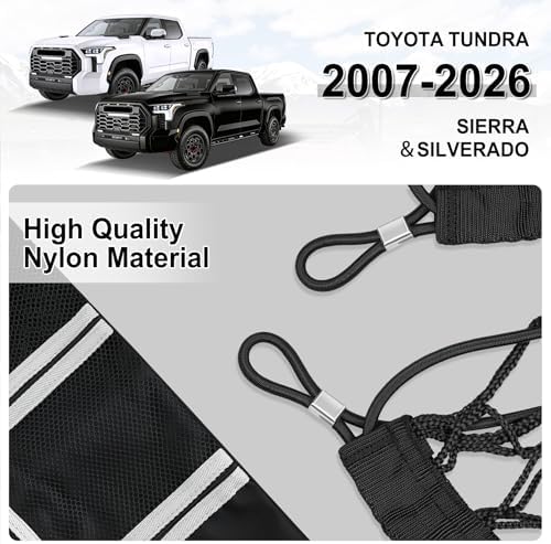 Amiss Truck Bed Cargo Net with Side Organizer, Compatible with Toyota Tundra - Image 5