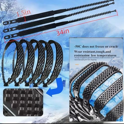 10 Pack Tire Chains, Universal Emergency Tire Chains, Adjustable Plastic - Image 2