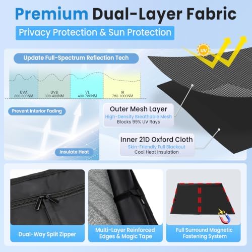 KUST Car Window Shades for 2019-2024 2025 Toyota RAV4 Accessories, Breathable - Image 4