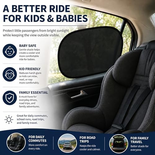 Static Cling Car Window Shades, UV Protection, 2 Pack - Image 2