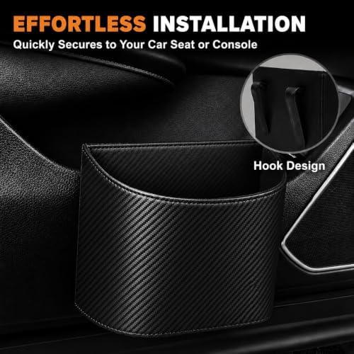 Leather Car Trash Can, Leakproof Car Garbage Can, Secure Hook & 60 Liners - Image 4
