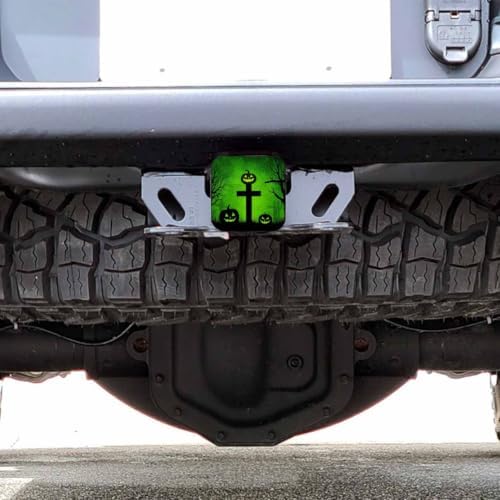 Halloween Tow Trailer Hitch Cover Plug Insert, Grunge Halloween Pumpkin Cross - Image 6