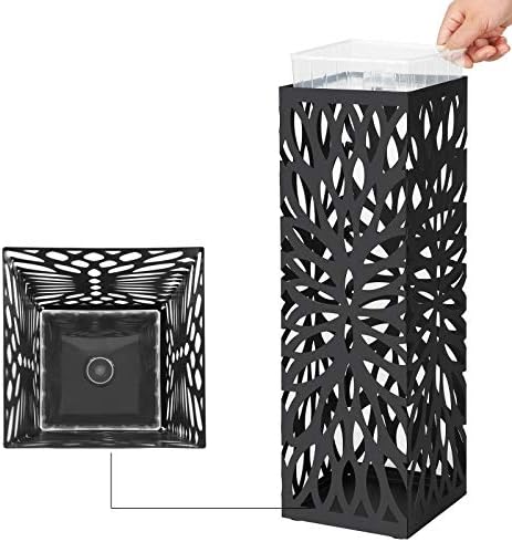 SONGMICS Umbrella Stand, Steel Square, Detachable Drip Tray, 4 Hooks - Image 6