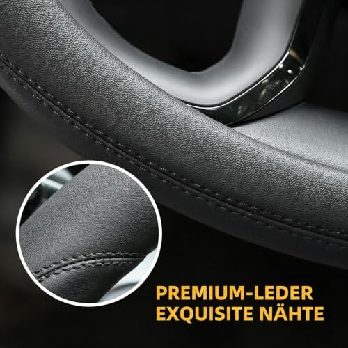 Valleycomfy Microfiber Leather Steering Wheel Cover Universal 15 inch - Image 4