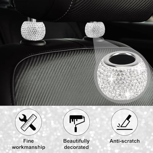 BFXM 4 Pcs Car Headrest Collars, Bling Head Rest Collars Rings Decoration - Image 3