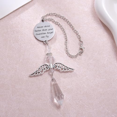 Guardian Angel Car Charm for Rear View Mirror, Never Drive Faster Than Your - Image 3