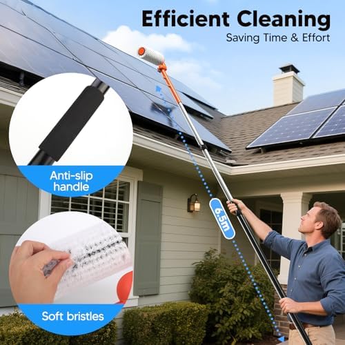 Electric Solar Panel Cleaning Brush and Pole, 20FT Telescopic Cleaning Roller - Image 3