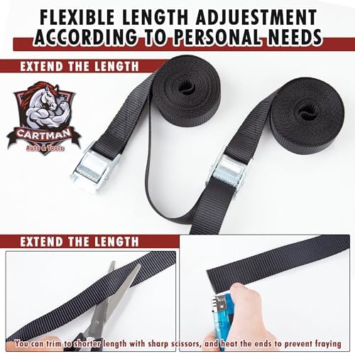 Cartman 1" x 12 ft Lashing Straps, 6 Pack, 600 lb Break Strength - Image 4