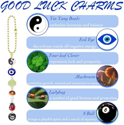 Evil Eye Car Hanging Charm, Rear View Mirror Accessories, Boho Mushroom Decor - Image 3