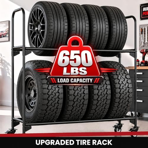[Upgraded Rolling Tire Rack for Garage, Tire Storage Rack, Heavy-Duty Wheel Rack - Image 2