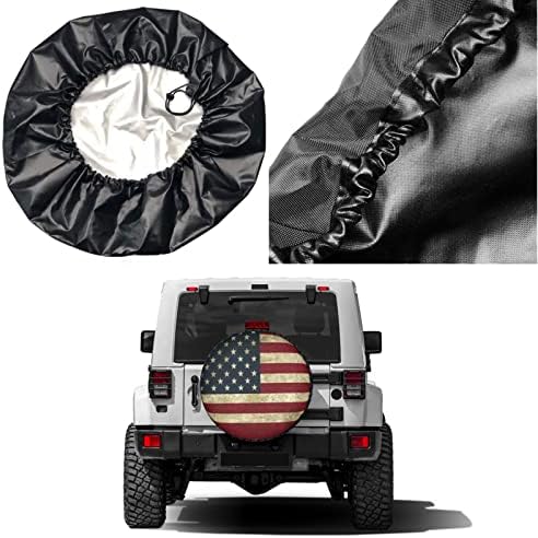 Retro American Flag Spare Tire Cover Dust-Proof Wheel Tire Cover Fit Trailer - Image 5