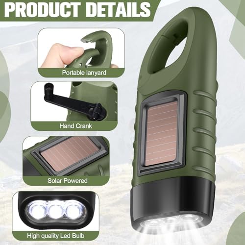 Mudder 6 Pack Hand Crank Flashlights Solar Powered Flashlight - Image 3