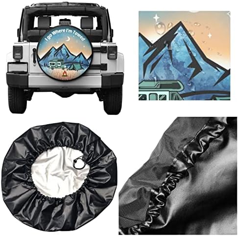 I Go Where I'm Towed Spare Tire Cover Weatherproof Wheel Protectors Universal - Image 6