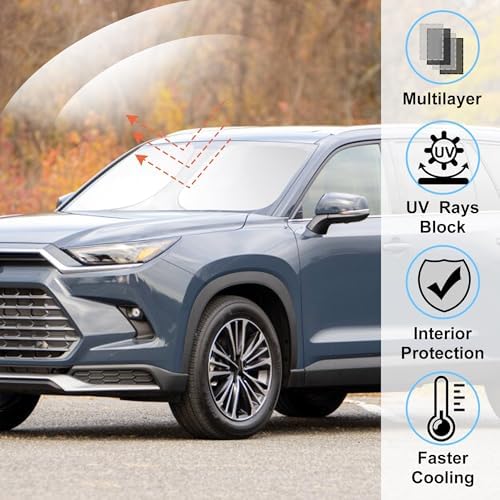 Windshield Sunshade for 2024-2026 Toyota Grand Highlander - Image 2