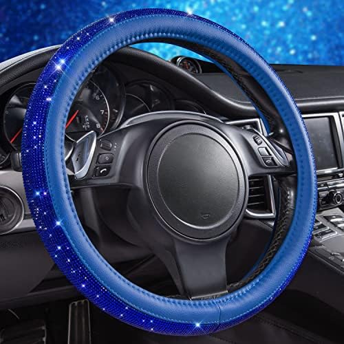 CAR PASS Bling Diamond Leather Steering Wheel Cover, by CARPASS