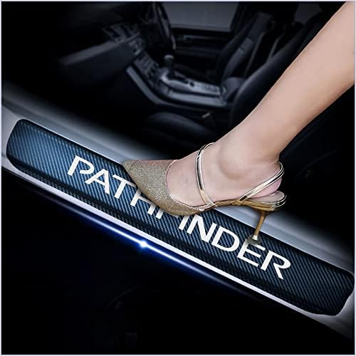 4Pcs Car Door Sill Protector for Nissan Pathfinder, Carbon Fiber Anti-Scratch by Unknown