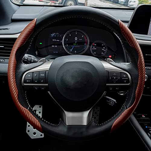 Amiss 2pcs Carbon Fiber Anti-Skid Steering Wheel Cover, Waterproof & Segmented - Image 7