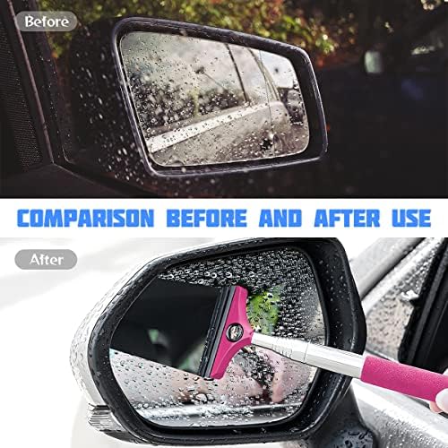 8sanlione 38.6 Inch Telescopic Mirror Squeegee, Car Logo on Pink - Image 3