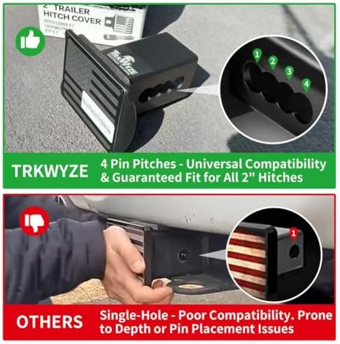 Steel Hitch Cover, Patented Riveted Aluminum Flag, Car Wash Safe - Image 6