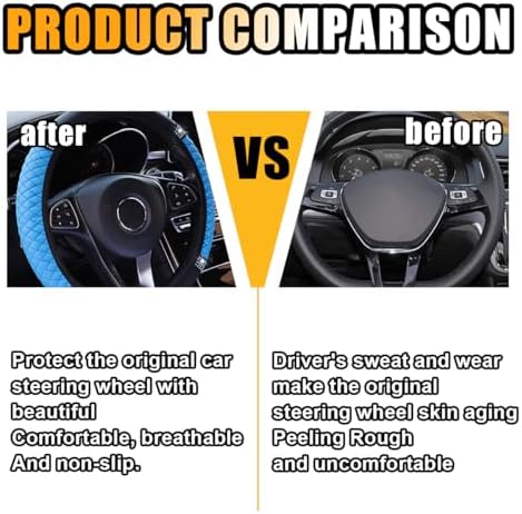 JOYCOURT 15 Inch Bling Soft Leather Car Steering Wheel Cover - Image 3