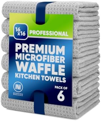 Kitchen Towels - Microfiber Waffle Weave Towels | Absorbent, No Lint, Commercial by MicrofiberWholesale