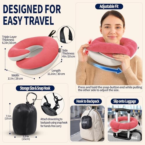 BUYUE Travel Neck Pillows for Airplanes, Memory Foam 360° Head Support Sleep - Image 5