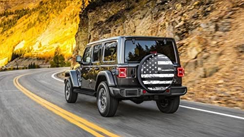 Black White American Flag Spare Tire Cover - Image 5