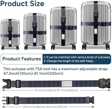 Travel Inspira TSA Approved Luggage Straps Heavy Duty Suitcase Belt - Image 5