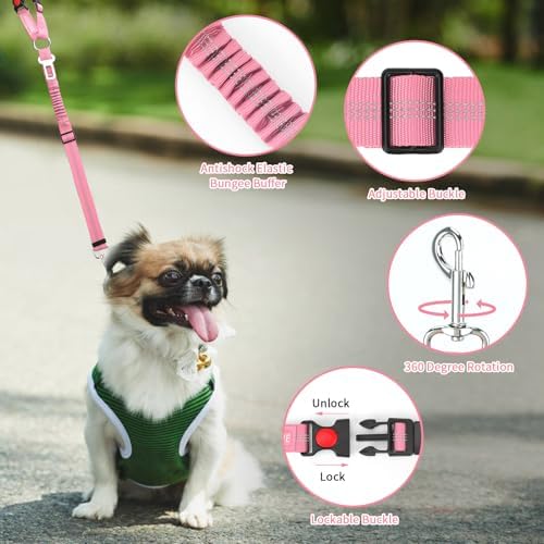 BWOGUE 2 Pack Dog Seat Belt for Car, Elastic Bungee Buffer Safety Seat Belt - Image 4