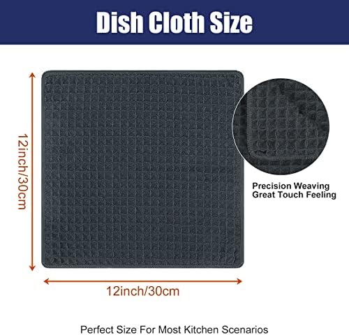 Homaxy Microfiber Waffle Weave Kitchen Dish Cloths, 6 Pack, Dark Grey - Image 2