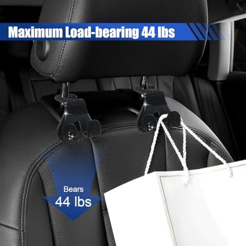 2PCS Car Seat Headrest Hooks, Shiny Crystal Hanger Holder, Backseat Hanger - Image 4