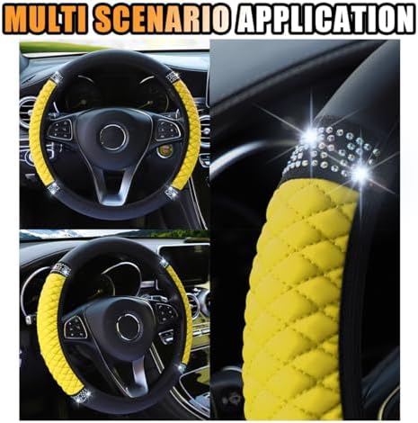 JOYCOURT 15 Inch Bling Soft Leather Car Steering Wheel Cover - Image 6