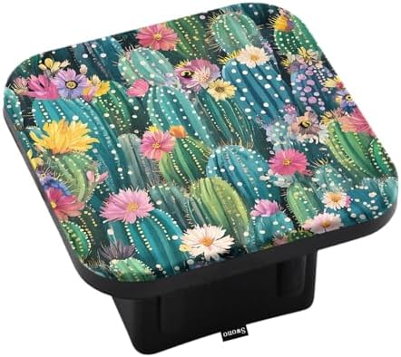Swono Blooming Cactus Trail Hitch Cover, Colorful Rose Floral Succulents Cactus by Swono