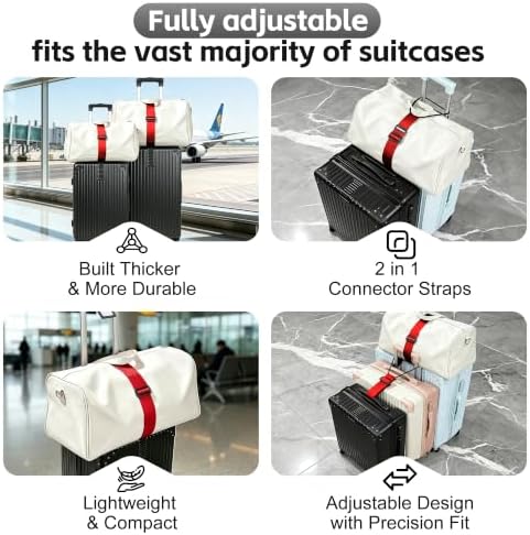 Red Luggage Bungee Strap，Extended Adjustable Luggage Connector Straps - Image 2