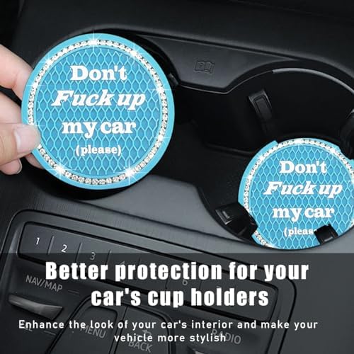 2 PCS Bling Car Cup Coaster, 2.75 Inch Anti-Slip Cup Holder Insert Coasters - Image 4