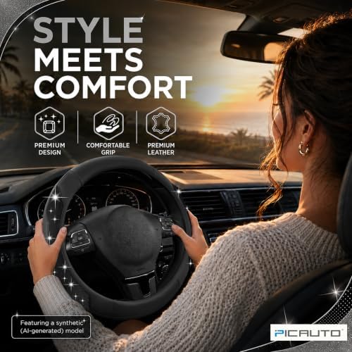 PIC AUTO Steering Wheel Cover, Universal Fit 14.5"-15.5" Car Steering Wheels - Image 3
