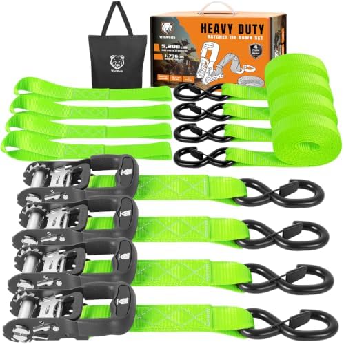 Retractable Ratchet Straps 4 Pack, 5208LBS Break Strength by Unknown
