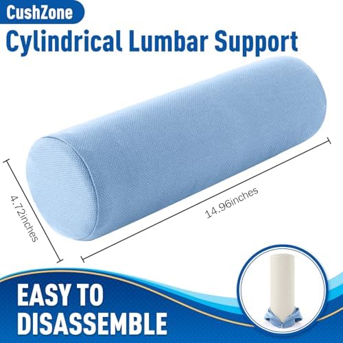 CushZone Memory Foam Lumbar Roll Support Pillow, Large Light Blue - Image 2