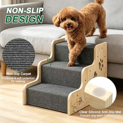 TIMHAKA Large Dog Stairs for Bed 16" H, 3-Step Dog Ramps for Small Dogs - Image 4
