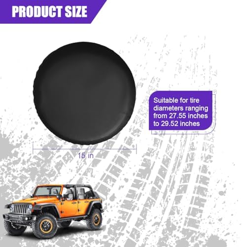 Car Spare Tire Cover, 15Inch Dustproof Waterproof Vehicle Spare Wheel Protectors - Image 2