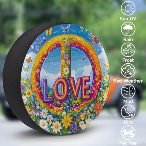 Peace Flowers Spare Tire Cover Dust-Proof Wheel Protector - Image 3
